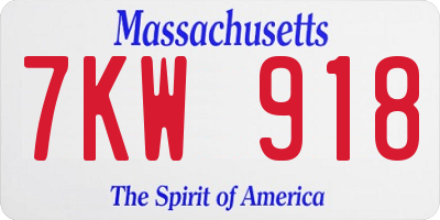 MA license plate 7KW918