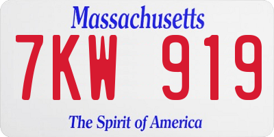 MA license plate 7KW919