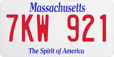 MA license plate 7KW921