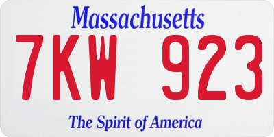 MA license plate 7KW923