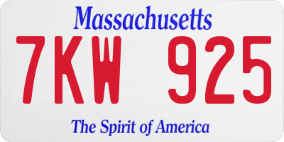 MA license plate 7KW925