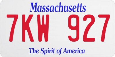 MA license plate 7KW927