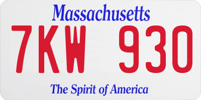 MA license plate 7KW930