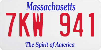 MA license plate 7KW941