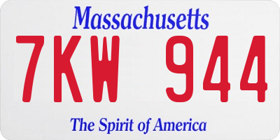 MA license plate 7KW944