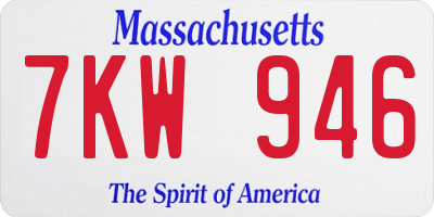 MA license plate 7KW946