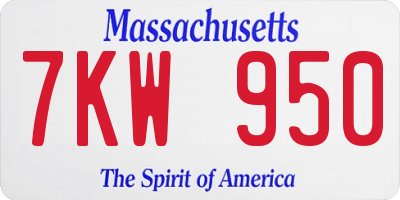 MA license plate 7KW950