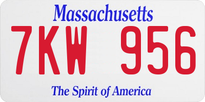 MA license plate 7KW956