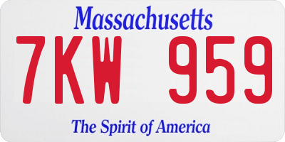 MA license plate 7KW959