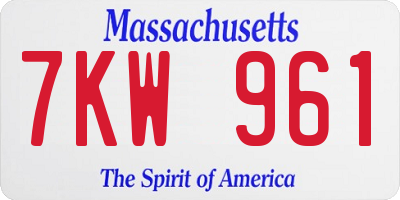 MA license plate 7KW961
