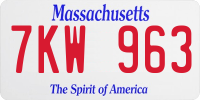 MA license plate 7KW963