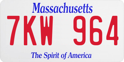MA license plate 7KW964