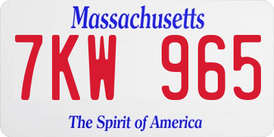 MA license plate 7KW965
