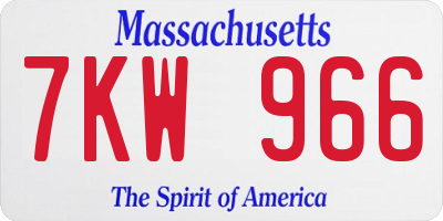 MA license plate 7KW966