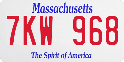 MA license plate 7KW968