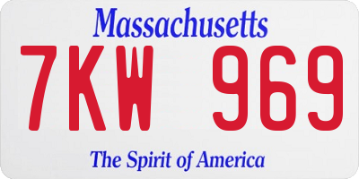 MA license plate 7KW969
