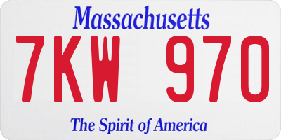 MA license plate 7KW970