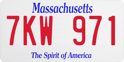 MA license plate 7KW971