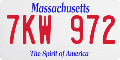 MA license plate 7KW972