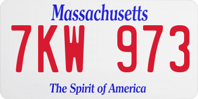 MA license plate 7KW973