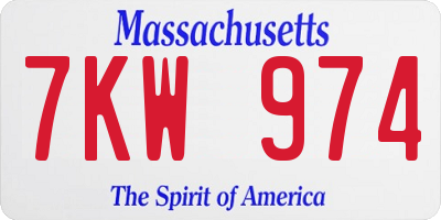 MA license plate 7KW974