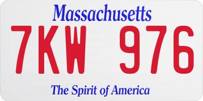 MA license plate 7KW976