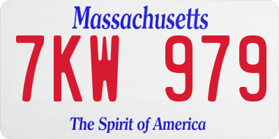 MA license plate 7KW979