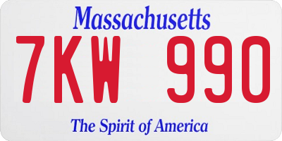 MA license plate 7KW990