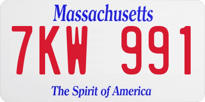 MA license plate 7KW991