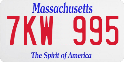 MA license plate 7KW995