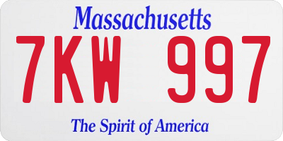 MA license plate 7KW997