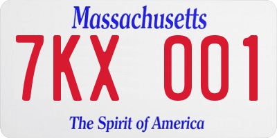 MA license plate 7KX001