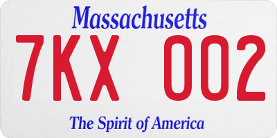 MA license plate 7KX002