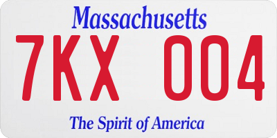 MA license plate 7KX004