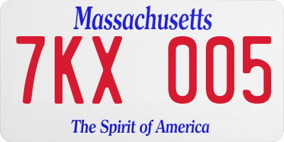 MA license plate 7KX005