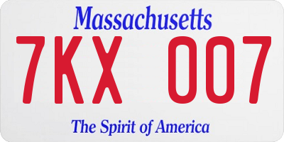 MA license plate 7KX007