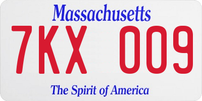 MA license plate 7KX009