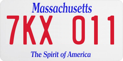 MA license plate 7KX011