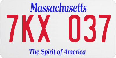 MA license plate 7KX037
