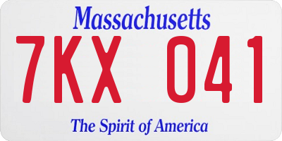 MA license plate 7KX041