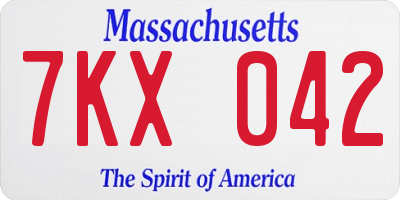 MA license plate 7KX042