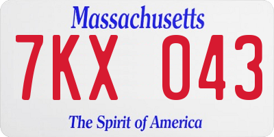 MA license plate 7KX043