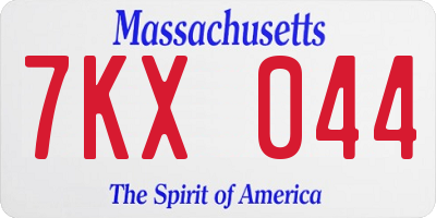 MA license plate 7KX044