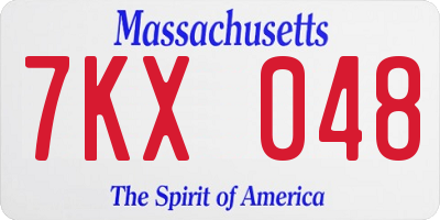 MA license plate 7KX048
