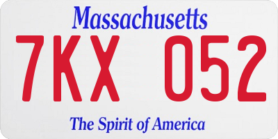 MA license plate 7KX052