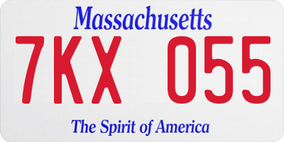 MA license plate 7KX055
