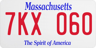 MA license plate 7KX060