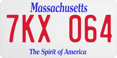 MA license plate 7KX064