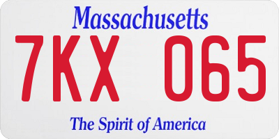 MA license plate 7KX065