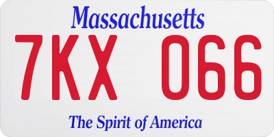 MA license plate 7KX066
